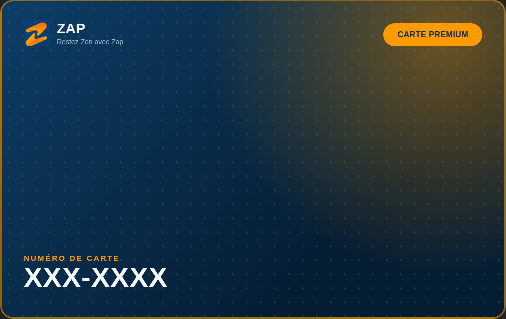Carte Premium, carte de fidélité ZAP avec badge orange